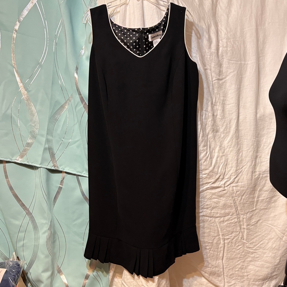 Danny & Nicole Black Sleeveless Dress with Polka Dot Accent